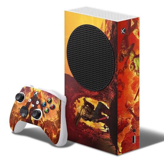 Imagem de Adesivo Skin Xbox Series S E Dois Controles Doom Ethernal B2