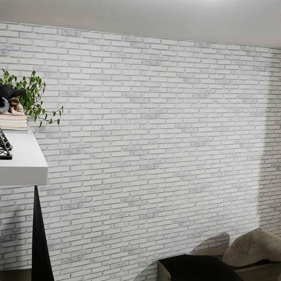 Adesivo Tijolo Branco Cinza 3D Vinílico Lavável Impermeável Autocolante Para Cozinha e Banheiro Parede