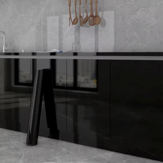 Imagem de Adesivo Vinil Preto Brilho Laca Moveis Decoração 10m x 1,2m