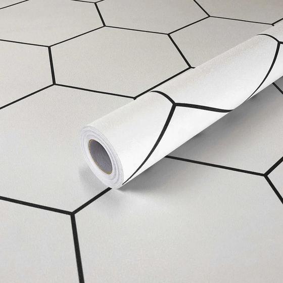 Imagem de Adesivo Vinílico Lavavel para Piso com Textura Hexágono Branco 500x60cm