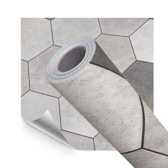 Imagem de Adesivo Vinilico Lavavel para Piso Texturizado Hexágono Cinza