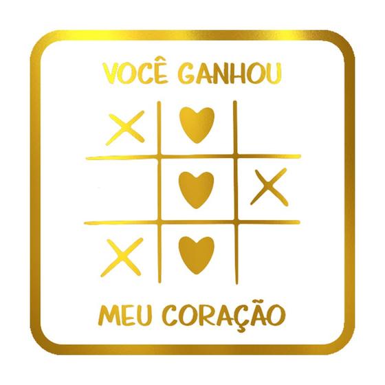 Imagem de Adesivo "Você Ganhou Meu Coração" - Ref.2090 - Hot Stamping - Dourado - 50 unidades - Stickr - Rizzo