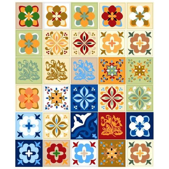Adesivos Azulejos Hidráulicos 15 x 15 cm - kit 1 (30 adesivos) Menor preço em Adesivos Azulejos Hidráulicos 15 x 15 cm - kit 1 (30 adesivos)