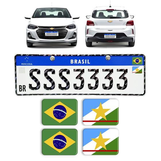 Imagem de Adesivos Bandeira Brasil E Roraima Placa Nova Carro Resinado