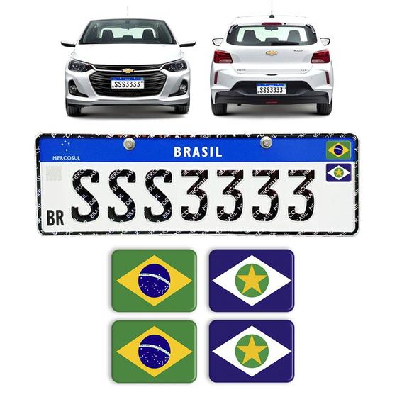 Imagem de Adesivos Bandeiras Brasil E Mato Grosso Placa Nova Carro Kit