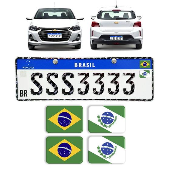 Imagem de Adesivos Bandeiras Brasil e Paraná Placa Nova Carro Resinado