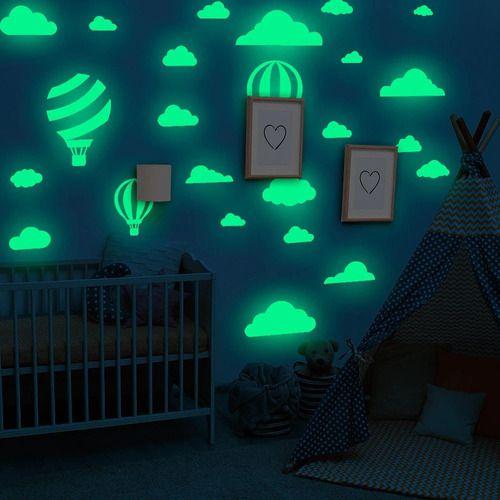 Imagem de Adesivos Brilham no Escuro Fosforescente Nuvens, Balões, Céu - Decoração Quarto Infantil