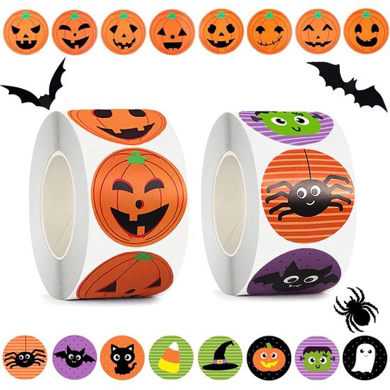 Imagem de Adesivos Byhoo Halloween Pumpkin Bat Spider 1000 unidades para crianças