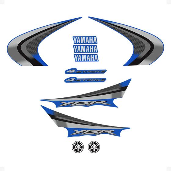 Imagem de Adesivos Compatível Yamaha Ybr 125 2008 Moto Azul + Logos