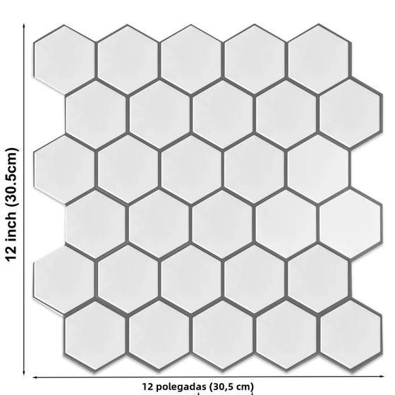 Imagem de Adesivos de Azulejo Hexagonal 3D para Parede - Vinil para Cozinha e Banheiro