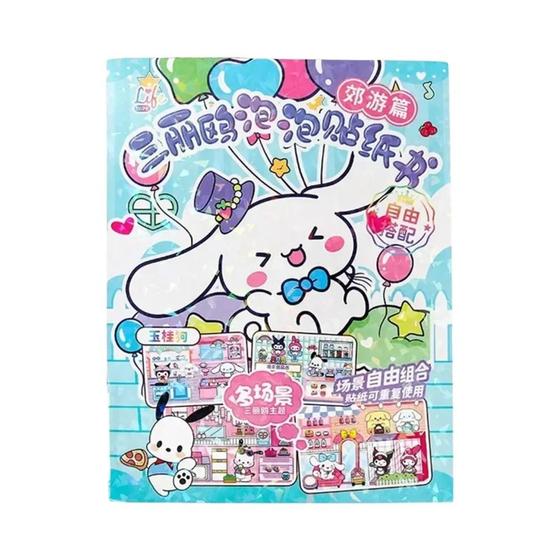 Imagem de Adesivos de Desenho Hello Kitty, Cinnamoroll, Kuromi, My Melody e Pochacco - Livro Silencioso Infantil