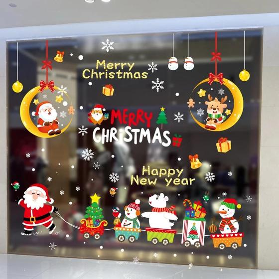 Imagem de Adesivos de Janela de Natal - Decoração de Arco para Férias - Decalques Estáticos para Quarto