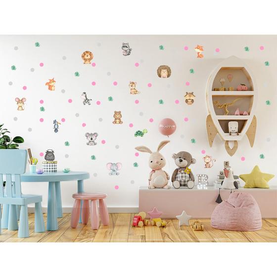 Imagem de Adesivos de Parede Decorativa Infantil Safari Aquarela