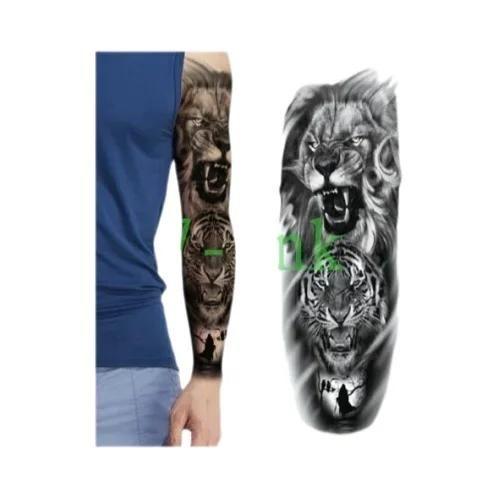 Imagem de Adesivos de Tatuagem Temporária Geométrica à Prova D'Água - Totem e Flecha para Braço
