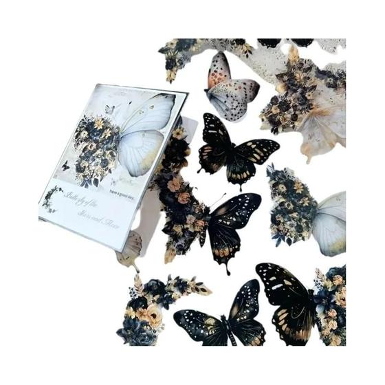 Imagem de Adesivos Decorativos DIY com Tema de Flor e Borboleta - 30 Peças para Scrapbook