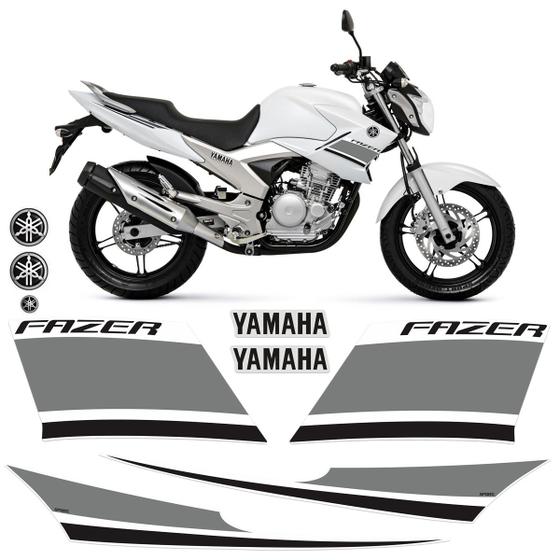 Imagem de Adesivos Fazer 250 2014 Moto Branca + Emblemas Logo Yamaha