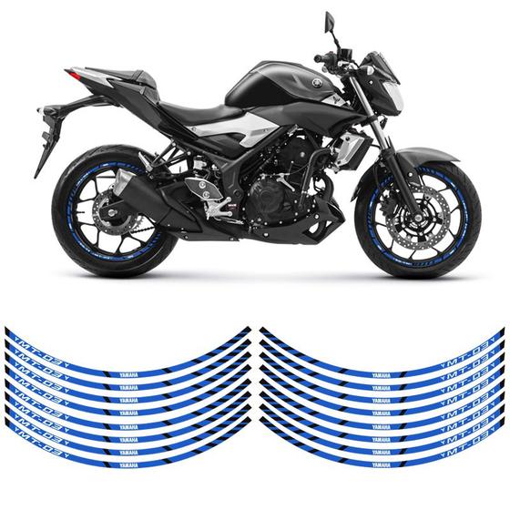 Imagem de Adesivos Frisos Roda Moto Yamaha Mt-03 Filete Azul Refletivo