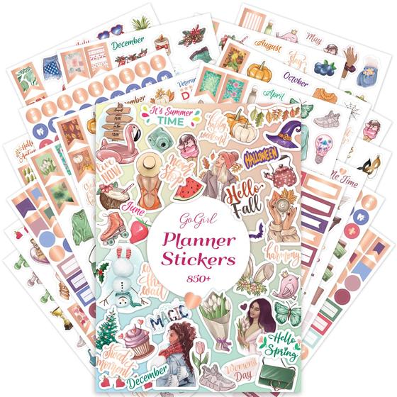 Imagem de Adesivos GoGirl - Kit com 850+ Peças para Planner - Estilo Estético