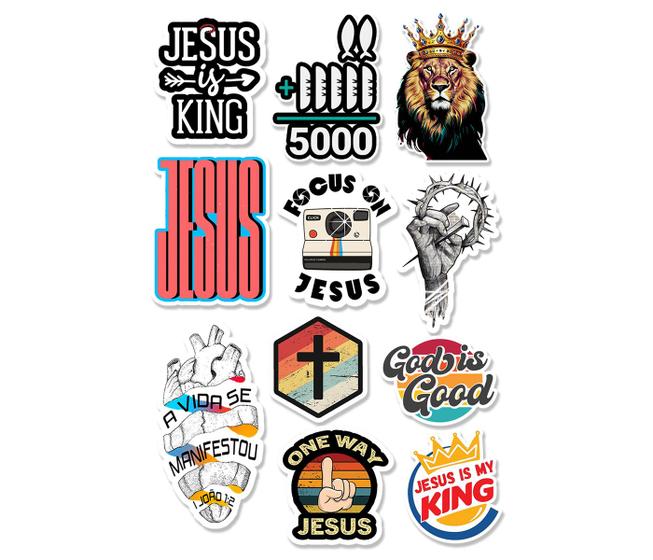 Imagem de Adesivos Gospel Cristão Stickers Bíblia Mala Carro 11 Unid.