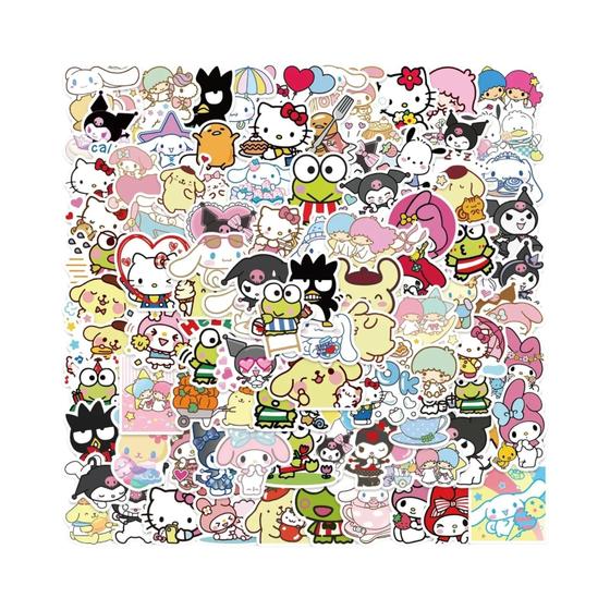 Adesivos Kawaii Sanrio 100 Peças My Melody Kuromi Hello Kitty Para ...