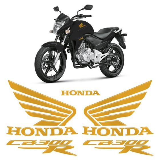 Imagem de Adesivos Moto Honda Cb 300r Emblemas Tanque Dourado Resinado