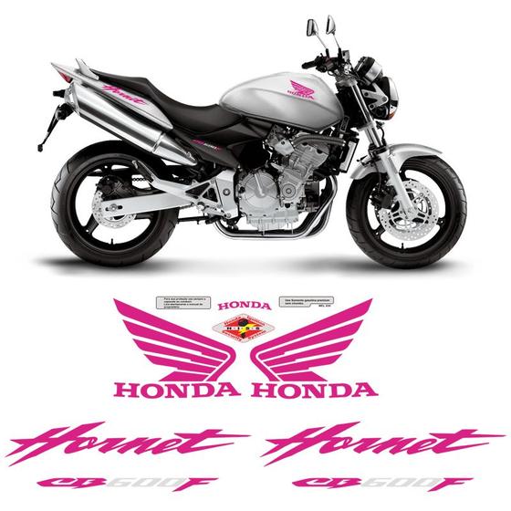 Imagem de Adesivos Moto Honda Cb600f Hornet Faixa Tanque Rosa/Branco