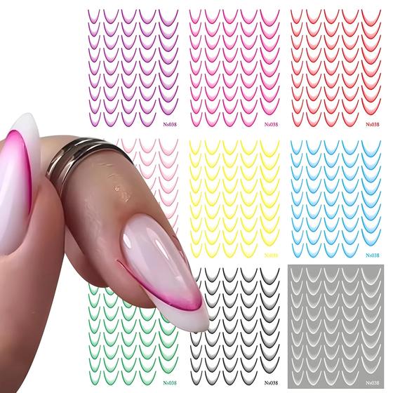 Imagem de Adesivos para Unhas Francesas com Gradiente de Cor - 9 Unidades