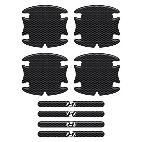 Imagem de Adesivos Protetor Maçaneta Hyundai Carbono Preto Resinado