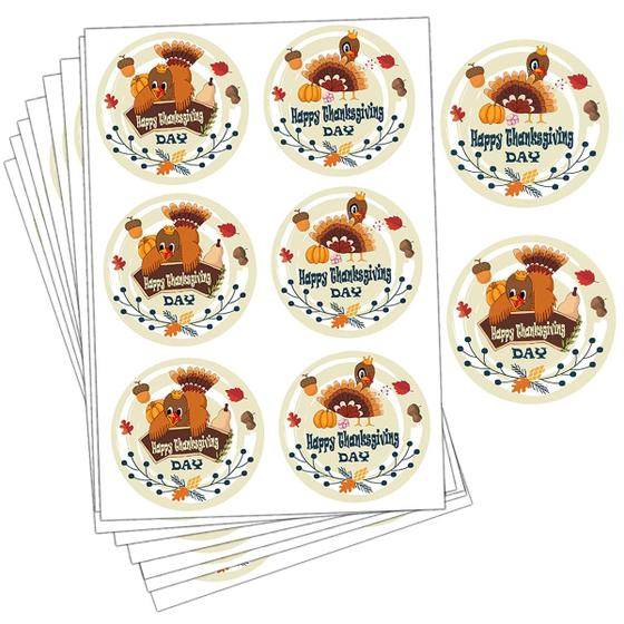 Imagem de Adesivos Remarkable Thanksgiving Party Turkey 5 cm 210 unidades