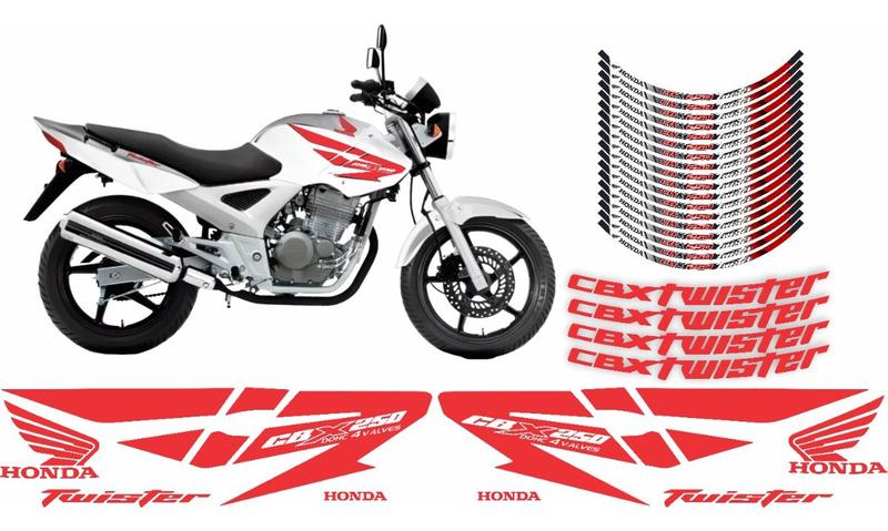 Imagem de Adesivos Tanque + Friso Roda Twister Cbx 250 2008 Vermelho