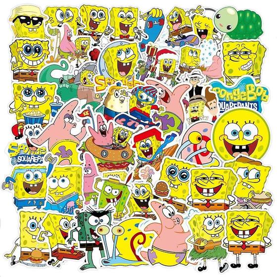 Imagem de Adesivos Wokex SpongeBob SquarePants, pacote com 100, multicoloridos