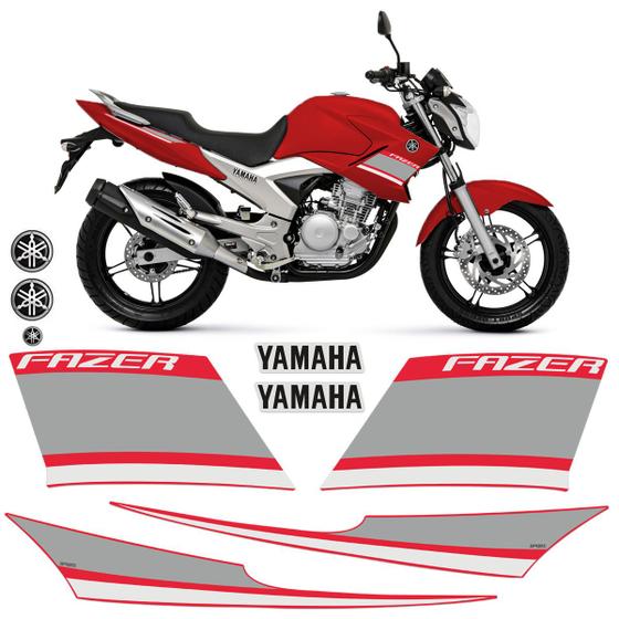 Imagem de Adesivos Yamaha Fazer 250 2014 Moto Vermelha + Logo Emblemas