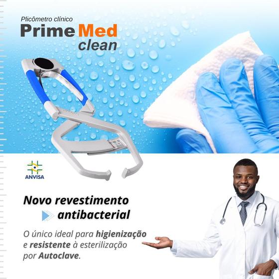 Imagem de Adipômetro / Plicômetro Prime Med Clean  Antibacterial  Anvisa - Azul