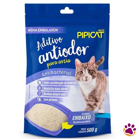 Imagem de Aditivo Antiodor para Areia Sanitária Higiênica Pipicat Antibacterial para Gatos - 500g - Kelco