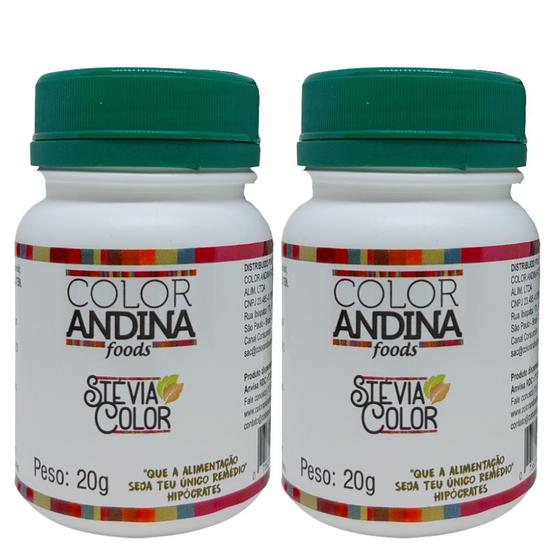 Imagem de Adoçante dietético Stévia Color Andina Food, 2 potes de 20g