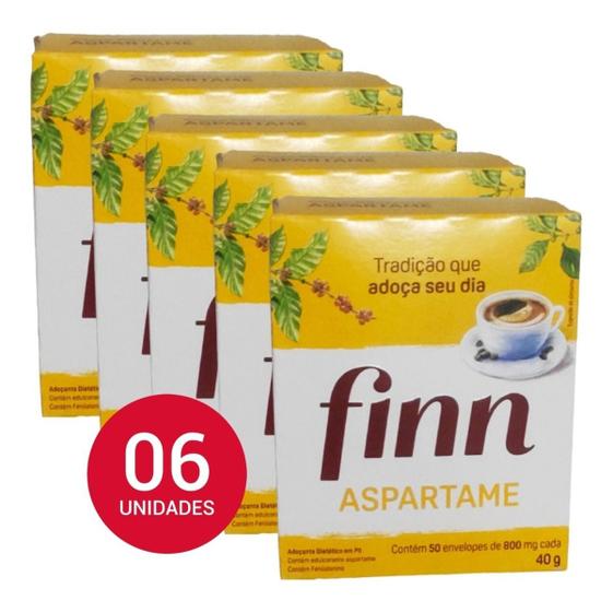 Imagem de Adoçante Em Pó Aspartame Finn 300 Un De Sachê Diet 6 Caixas