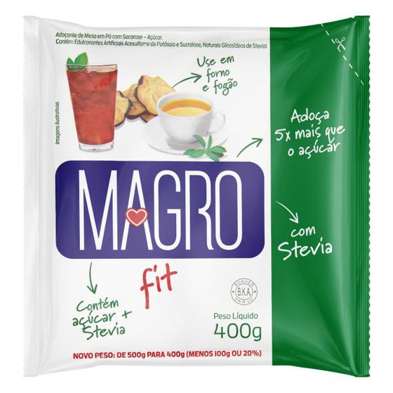 Imagem de Adoçante Em Pó Com Stevia Açúcar Light Pacote 400g Magro