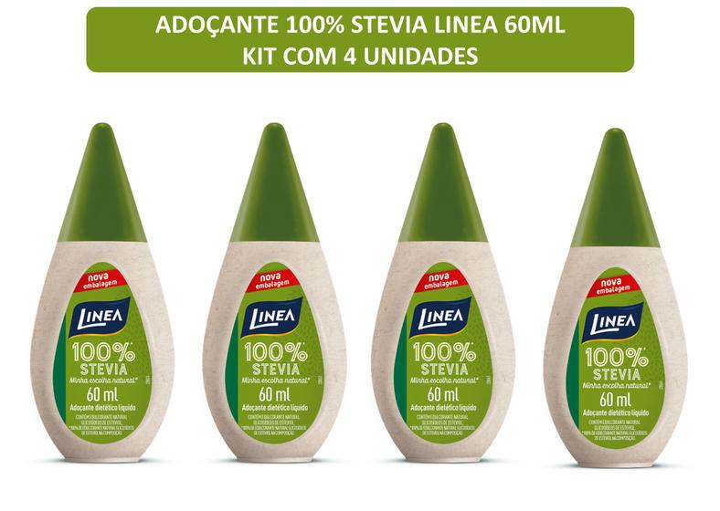 Imagem de Adoçante Líquido Linea Stevia 100% 60ml - kit c/ 4 unds