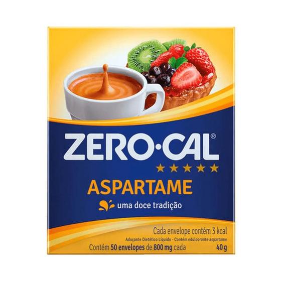 Adoçante Pó Zero Cal Aspartame 0,6g com 50 sachês Menor preço em Adoçante Pó Zero Cal Aspartame 0,6g com 50 sachês