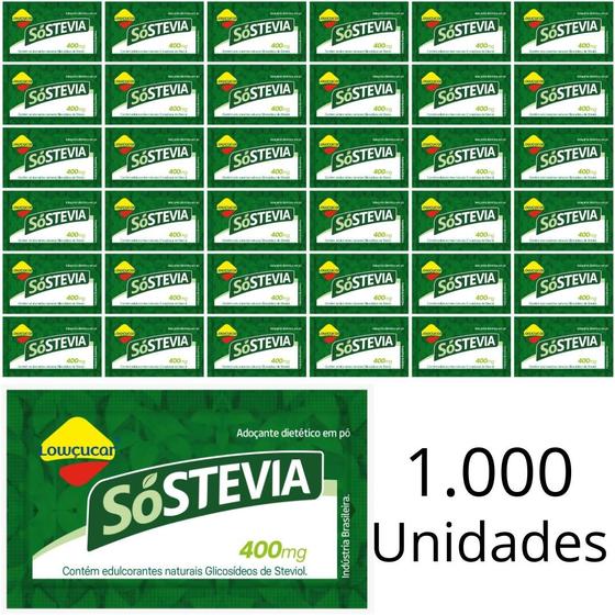 Imagem de Adoçante SóStevia Lowçucar Em Sachê De 400mg Caixa Com 1000 Unidades Para Hotel e Pousada