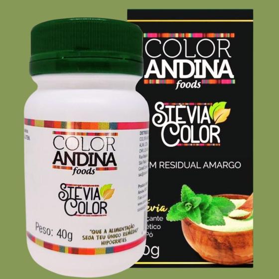 Adoçante Stevia sem amargor em Pó 40g Natural Vegano Color Andina Foods ...