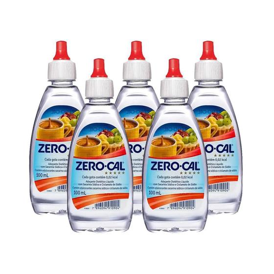 Imagem de Adoçante Zero Cal Sacarina Liquido 100Ml Kit 5