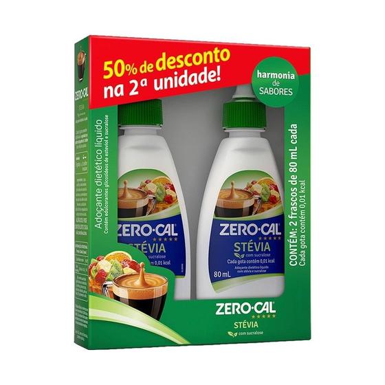 Adoçante Zero-Cal Stevia 80ml - Embalagem com 2 Unidades Menor preço em Adoçante Zero-Cal Stevia 80ml - Embalagem com 2 Unidades