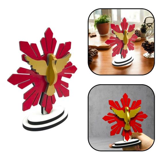 Imagem de Adorno Divino Espírito Santo De Mesa MDF Vermelho 17 cm