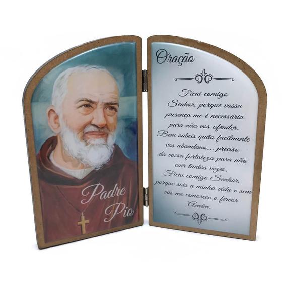 Imagem de Adorno Oração De Mesa Padre Pio Madeira MDF