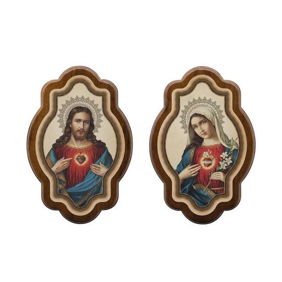Imagem de Adorno Quadro Duplo Sagrado Coração de Jesus e Maria