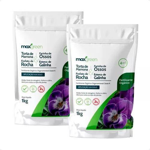 Imagem de Adubo 4 Em 1 Maxgreen Fertilizante Orgânico - Kit 2 X 1kg