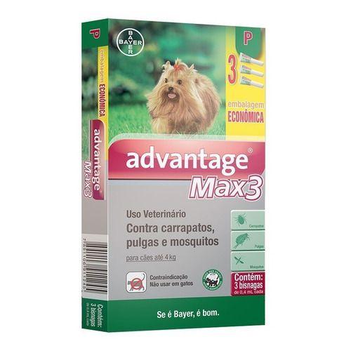 Imagem de Advantage Max 3 Anti Pulgas Cães Até 4 Kg Combo 3 Pipetas