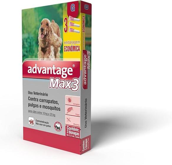 Imagem de ADVANTAGE MAX3 BAYER G 3 X 2,5 ML 10 a 25 kg