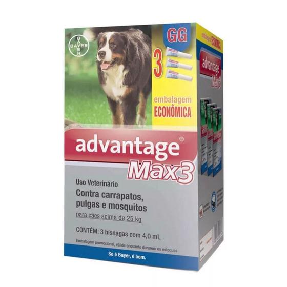 Imagem de Advantage Max3 Cães 25 A 40kg Combo 3 Pipetas